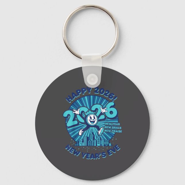 Happy 2026 New Year's Eve Celebration Design  Keychain (Front)