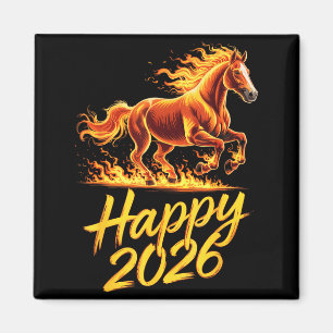 Happy 2026 Year Of The Horse Chinese Zodiac New Ye Magnet