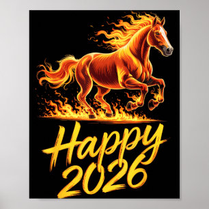 Happy 2026 Year Of The Horse Chinese Zodiac New Ye Poster
