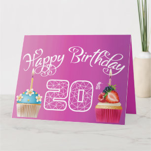 Happy 20 th Birthday Elegant Fun design Card
