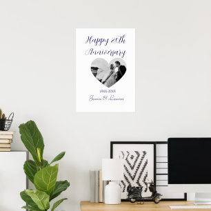 Happy 20t anniversary heart photo purple year name poster