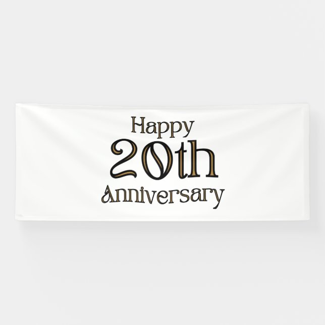 Happy 20th Anniversary 4x10 Vinyl Banner (Horizontal)