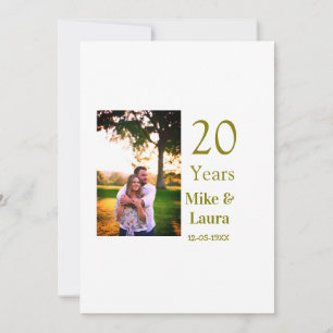 Happy 20th anniversary add couple name date golden invitation