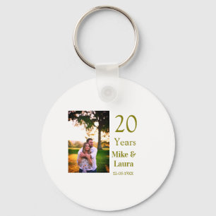 Happy 20th anniversary add couple name date golden keychain