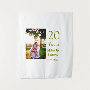 Happy 20th anniversary add couple name date golden tapestry