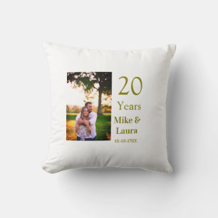 Happy 20th anniversary add couple name date golden throw pillow