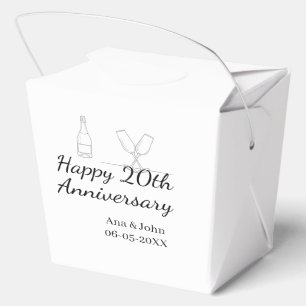Happy 20th anniversary champagne bottle glass name favor box