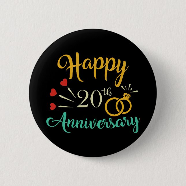 Happy 20th Anniversary Matching Couples 20th Anniv 2 Inch Round Button (Front)