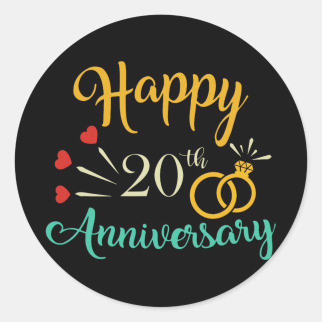 Happy 20th Anniversary Matching Couples 20th Anniv Classic Round Sticker (Front)