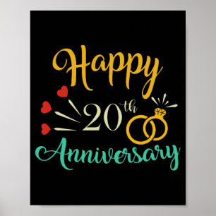 Happy 20th Anniversary Matching Couples 20th Anniv Poster