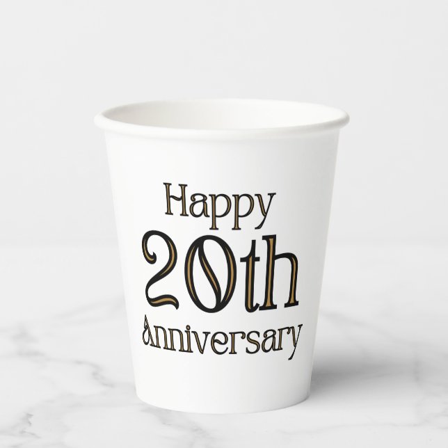 Happy 20th Anniversary Paper Cups (Front)