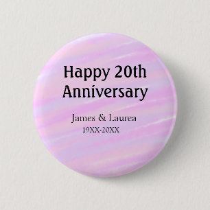 Happy 20th anniversary pink purple pastel name bol 2 inch round button