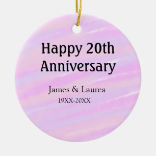 Happy 20th anniversary pink purple pastel name bol ceramic ornament