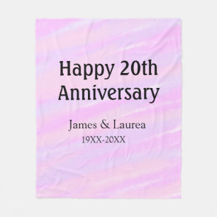 Happy 20th anniversary pink purple pastel name bol fleece blanket