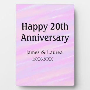 Happy 20th anniversary pink purple pastel name bol plaque