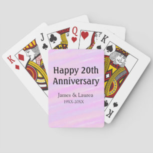 Happy 20th anniversary pink purple pastel name bol playing cards