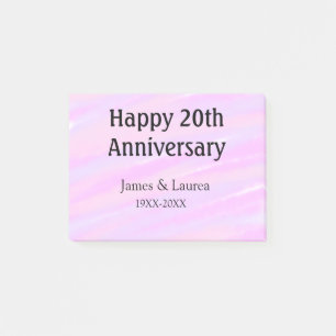 Happy 20th anniversary pink purple pastel name bol post-it notes