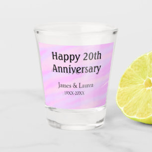 Happy 20th anniversary pink purple pastel name bol shot glass