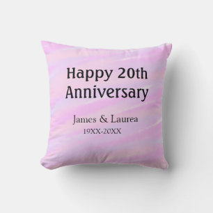Happy 20th anniversary pink purple pastel name bol throw pillow