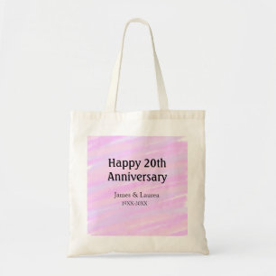 Happy 20th anniversary pink purple pastel name bol tote bag
