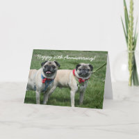 Happy 20th Anniversary pug greeting card