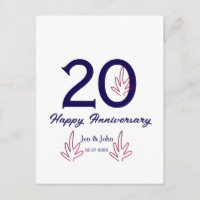 Happy 20th anniversary purple bold letter name lea