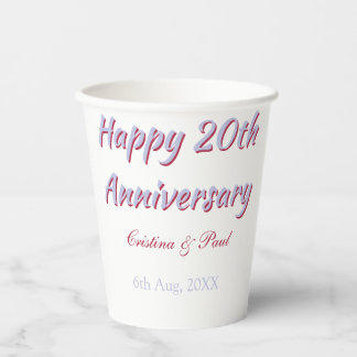 Happy 20th anniversary PURPLE MARON WEDDING NAME Paper Cups