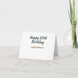 happy 20th birthday blue yellow simple minimal dat thank you card