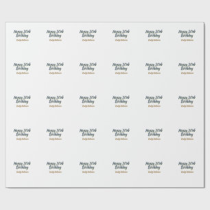 happy 20th birthday blue yellow simple minimal dat wrapping paper