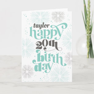 Happy 20th Birthday Customizable Greeting Card