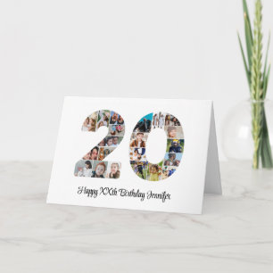 Happy 20th Birthday Number 20 Custom Photo Collage Card