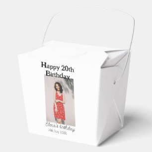 Happy 20th birthday photo modern simple minimal favor box