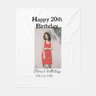 Happy 20th birthday photo modern simple minimal fleece blanket