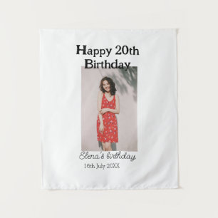Happy 20th birthday photo modern simple minimal  tapestry
