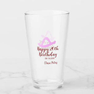 Happy 20th birthday pink cowboy girl name date sim glass