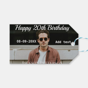 Happy 20th birthday simple photo add name date mod gift tags