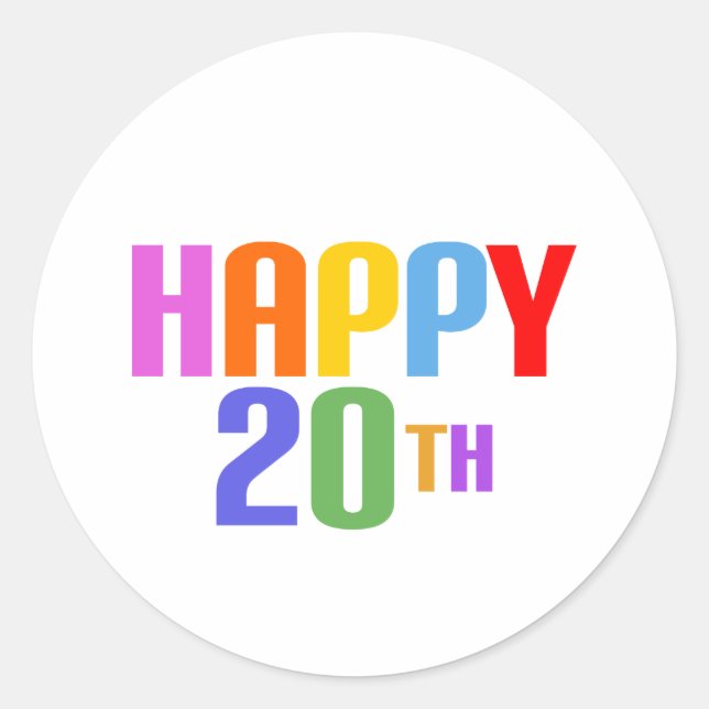 Happy 20th classic round sticker (Front)