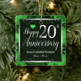 Happy 20th Wedding Anniversary Custom Name Ceramic Ornament