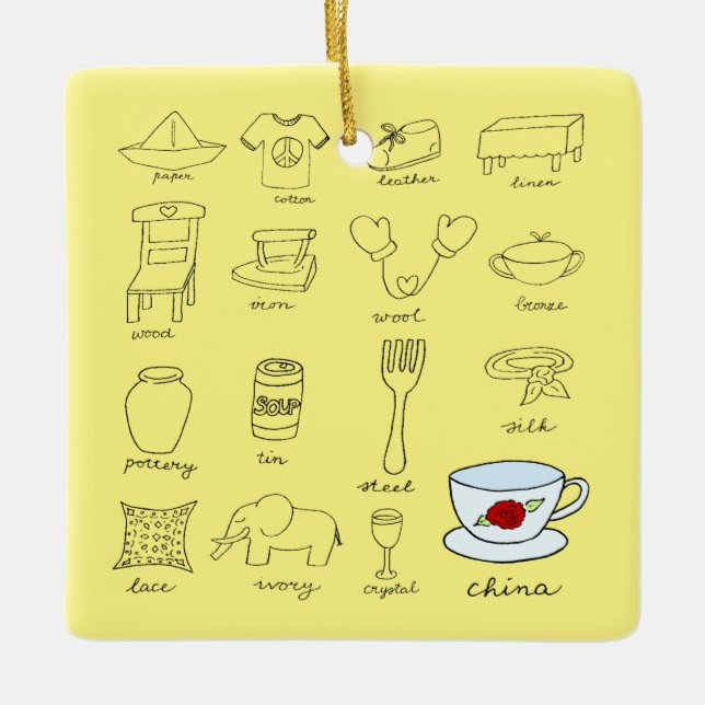 Happy 20th Wedding Anniversary Personalized Name Ceramic Ornament (Front)