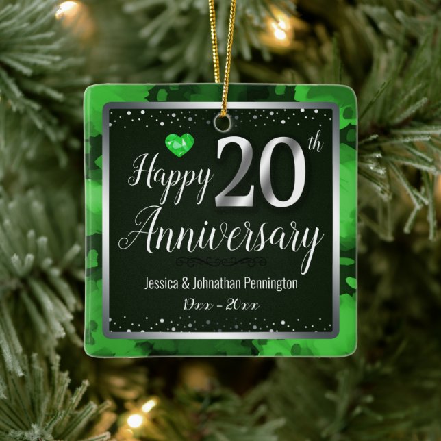 Happy 20th Wedding Anniversary photo Ceramic Ornament (Tree)