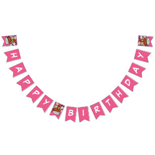HAPPY 21 BIRTHDAY Comic Book Pop Art Pink Bunting Flags