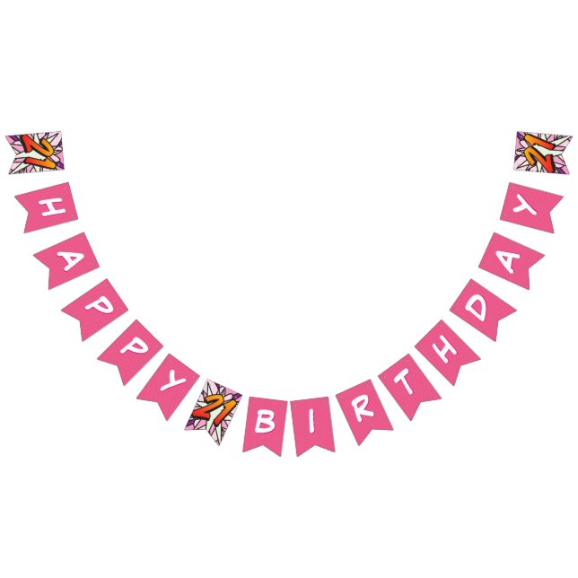HAPPY 21 BIRTHDAY Comic Book Pop Art  pink Bunting Flags (All)