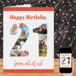 Happy 21st Birthday 21 Number Photo Collage Big<br><div class="desc">Big Birthday Card for an 21st Birthday - ideal for friend, family or work colleague. The design features a photo collage in the shape of a large number 21, which you can make unique with your own photographs. Create your own photo collage by adding your images around each number, starting...</div>