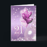 Happy 21st birthday balloons bright card<br><div class="desc">Funny "Happy 21st birthday" cards, with a modern and elegant design of bright pink and purple colored balloon, floating above the numerals 21 which has bright bubbles and stars framing it. INSIDE - On opening the card, there are customizable text templates for your personal message or greeting, that may be...</div>