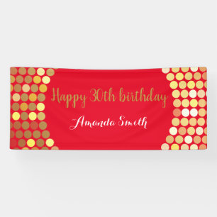 Happy 21st Birthday Banner Red Gold Glitter