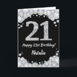 Happy 21st Birthday Black and Silver Glitter Card<br><div class="desc">Happy 21st Birthday Black and Silver Glitter Card with personalized name. For further customization,  please click the "Customize it" button and use our design tool to modify this template.</div>