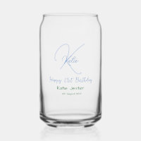 Happy 21st birthday blue add name monogram modern