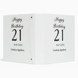 Happy 21st birthday bold letter simple name minima binder