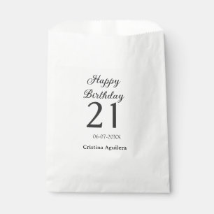 Happy 21st birthday bold letter simple name minima favour bag