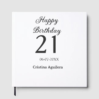 Happy 21st birthday bold letter simple name minima guest book